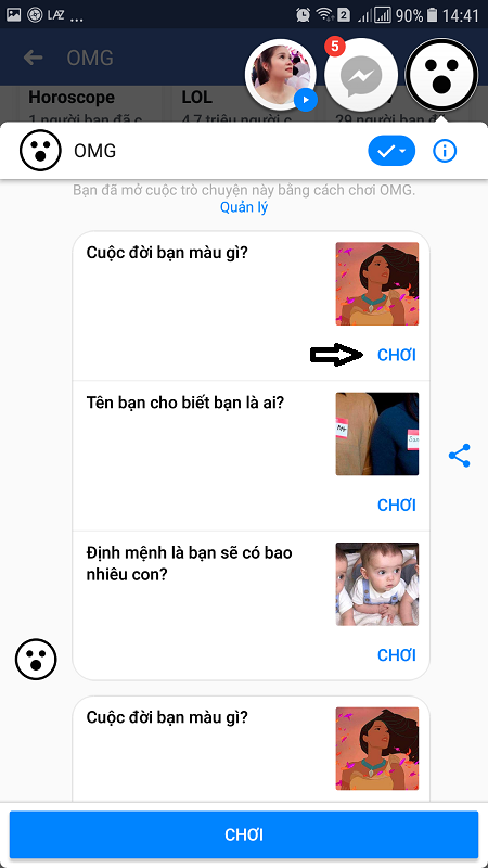 Cách chơi trò OMG trên Facebook, cuộc đời của bạn màu gì?