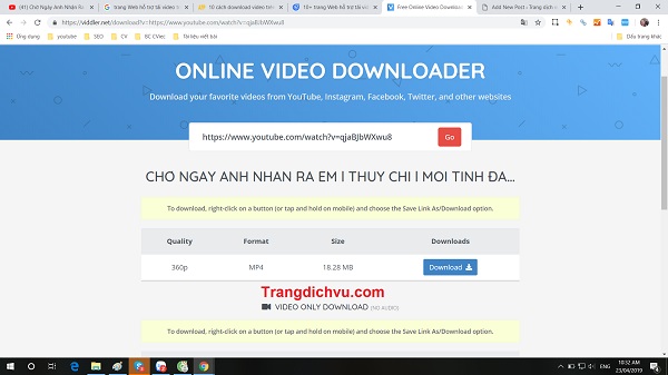 Copy link video mà bạn muốn tải về