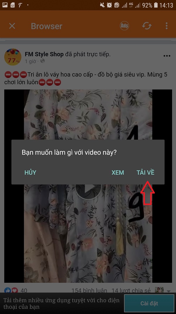 Cách tải video livestream trên Facebook về điện thoại