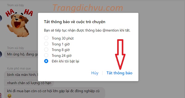 Cách tắt thông báo chat nhóm bằng PC/máy tính bàn trên Facebook Messenger