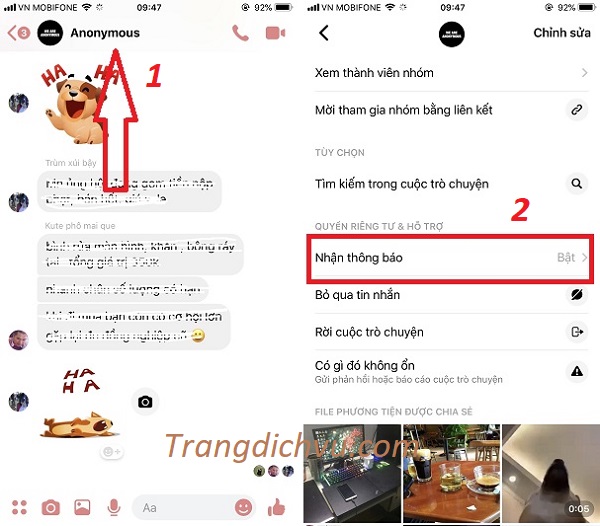 Cách tắt thông báo chat nhóm bằng di động trên Facebook Messenger