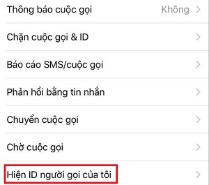 hien id nguoi goi cua toi tren iphone bi an