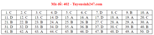 Đáp án môn Anh thi THPT Quốc Gia 2020 mã đề 402