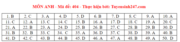 Đáp án môn Anh thi THPT Quốc Gia 2020 mã đề 403