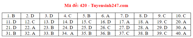 Đáp án môn Anh thi THPT Quốc Gia 2020 mã đề 420