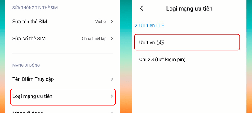 cach bat 5g tren xiaomi