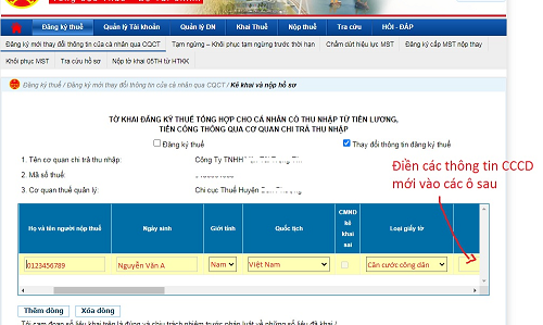 Cách đổi thông tin đăng ký thuế TNCN khi đổi từ CMND qua CCCD