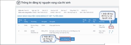 Cách thay đổi nguyện vọng Đại học 2021 Online