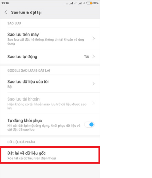 Cách khôi phục cài đặt gốc Xiaomi