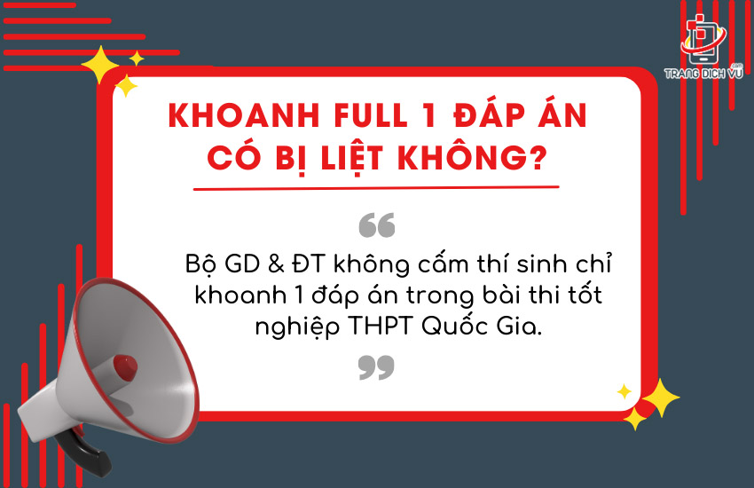 Khoanh full 1 dap an co bi liet khong