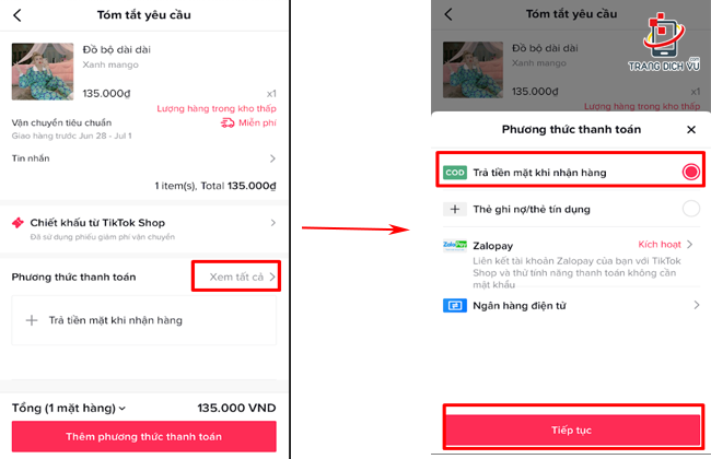 phuong thuc thanh toan tren tiktok shop