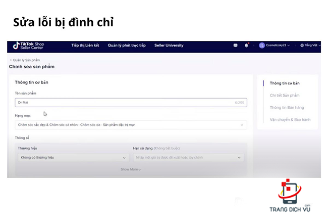 dang san pham len tiktok shop bi dinh chi