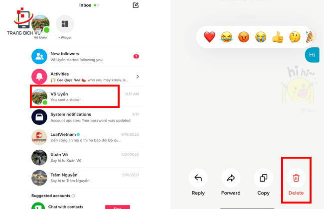 cach xoa tin nhan tren tiktok shop