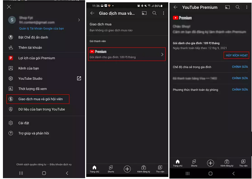 cach huy YouTube Premium