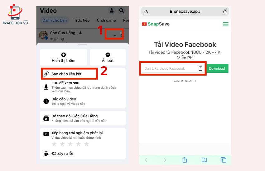 tai video facebook ve dien thoai