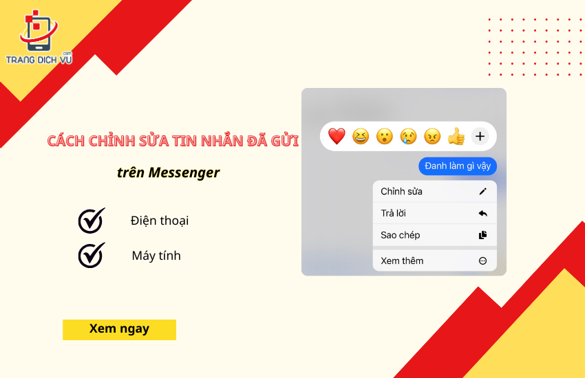 cach chinh sua tin nhan da gui tren messenger bang dien thoai