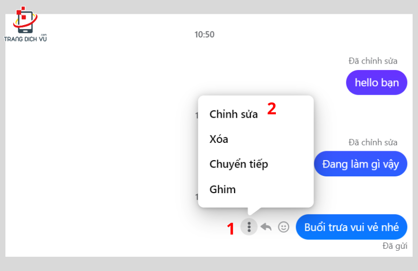 sua tin nhan messenger bang may tinh