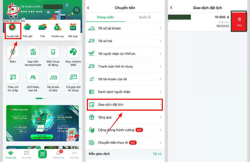 cach huy giao dich dat lich vpbank neo